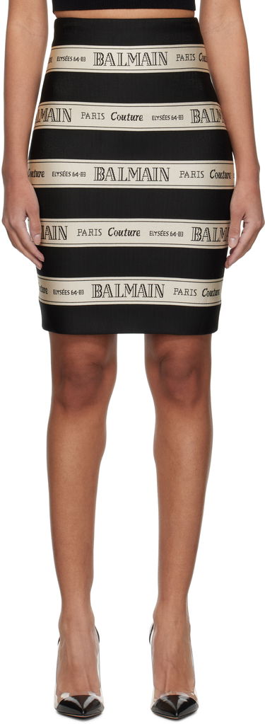 Nederdel Balmain Balmain Jacquard Miniskirt Sort | EF1LC245JJ95, 0