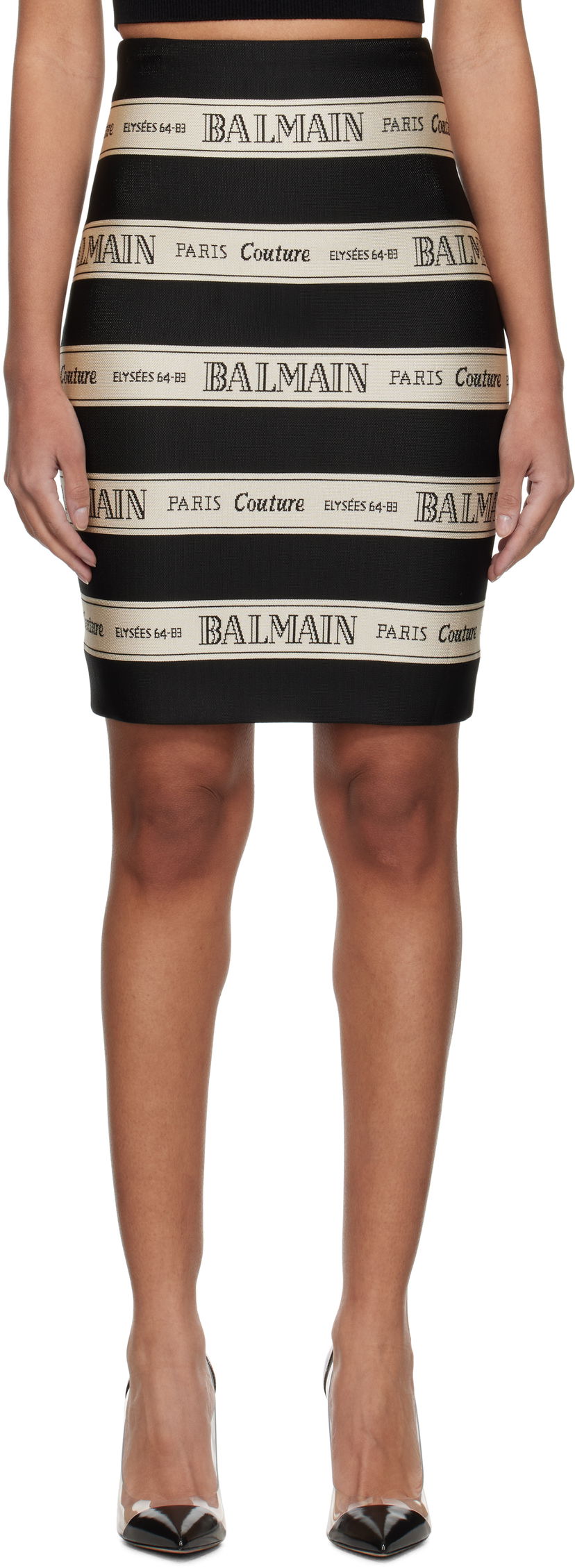 Nederdel Balmain Balmain Jacquard Miniskirt Sort | EF1LC245JJ95