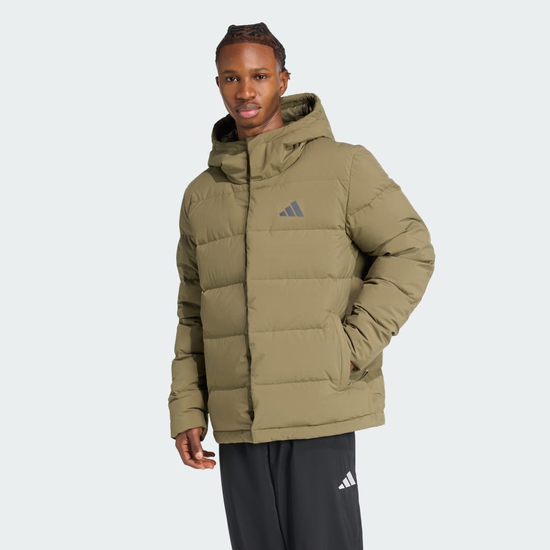 Jakke adidas Performance Helionic CLIMAWARM Hooded Down Jacket Grøn | JX0580, 0
