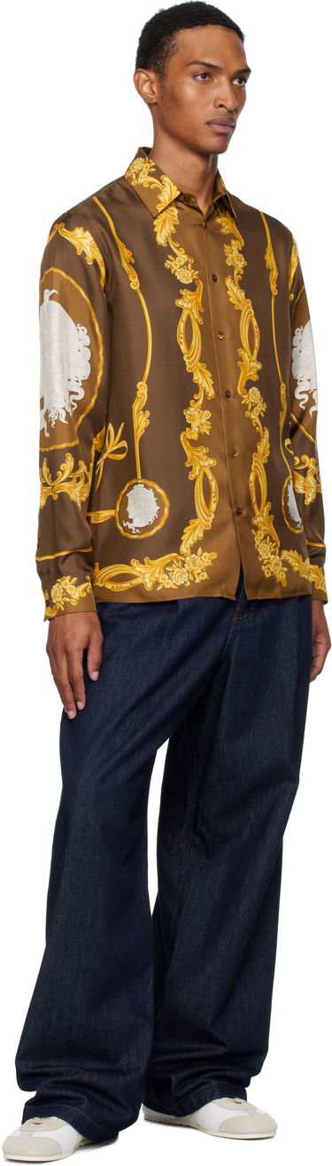 Skjorte Versace Versace Cameo Silk Shirt Brun | 1019438_1A14187, 3