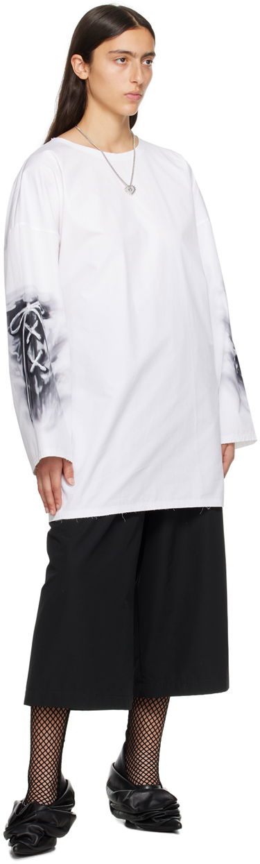 T-shirt We11done Raw Edge Graphic Long Sleeve T-Shirt Hvid | WD-SH3-23-185-U-WH, 3