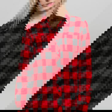 Skjorte Urban Classics Ladies Turnup Checked Flanell Shirt Flerfarvet | tb1280 Black/ Red, 2