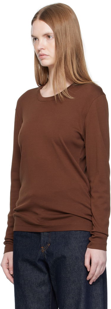 T-shirt LEMAIRE Rib Long Sleeve T-shirt Brun | TO1441 LJ1016, 3