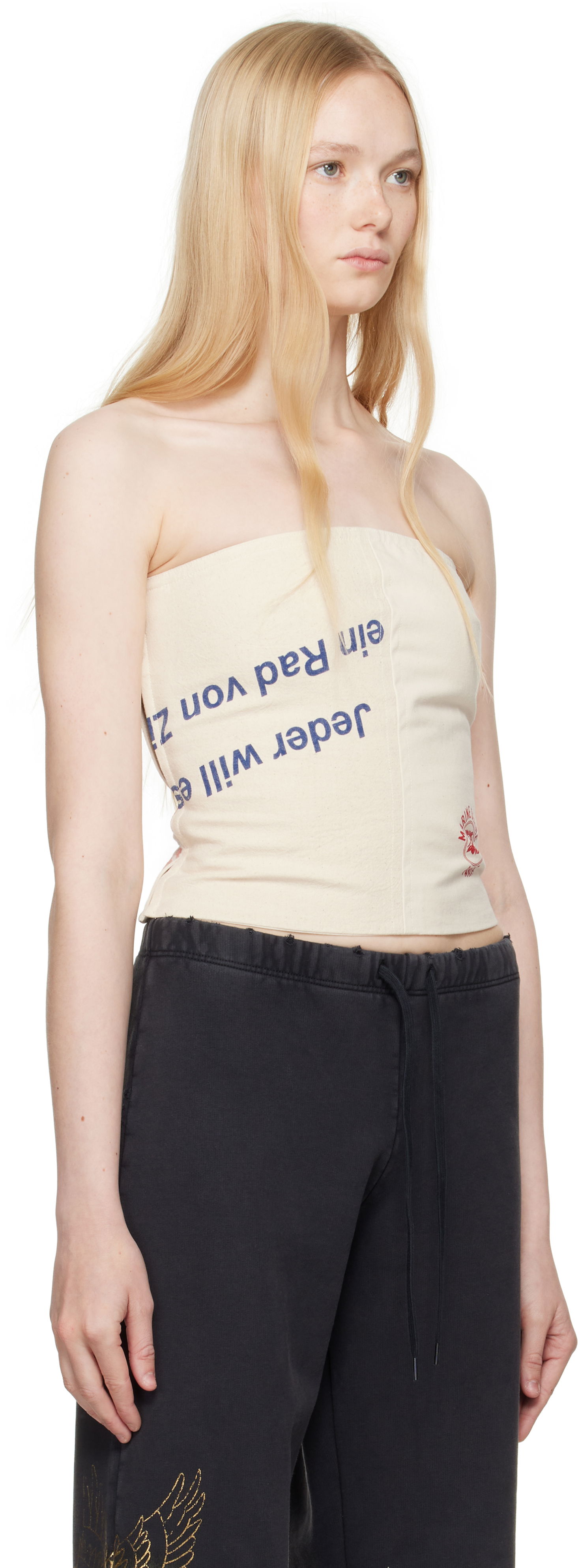 Tanktop Marine Serre Marine Serre Regenerated Bustier Top Beige | WTO436A UWOV0009, 1