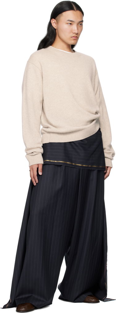 Bukser HED MAYNER Hed Mayner Pinstriped Wide-Leg Wool Suiting Trousers Mørkeblå | HMMB30039A-HB217, 3