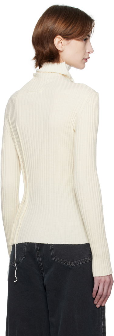 Sweater Maison Margiela MM6 Maison Margiela Darted Rib Knit Turtleneck Top Hvid | S52HA0294 M13087, 2