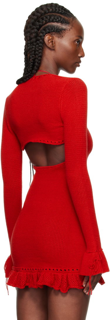 Sweater GUIZIO Guizio Crochet Ruffle Sleeve Bolero Cardigan Rød | P25705S019, 2