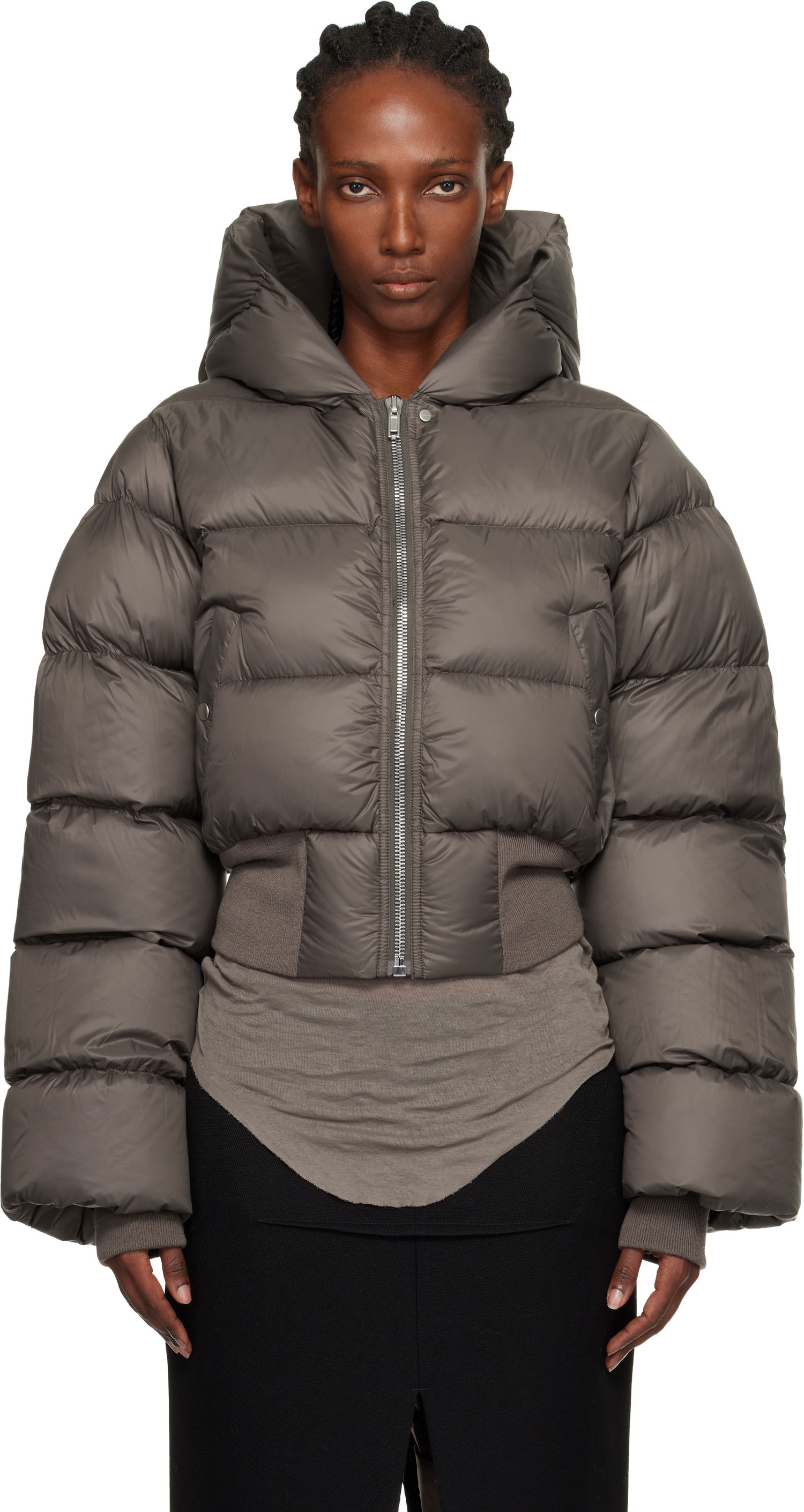 Puffer jakke Rick Owens Concordians Hooded Down Jacket Grå | RP02E4775 NPD3, 0