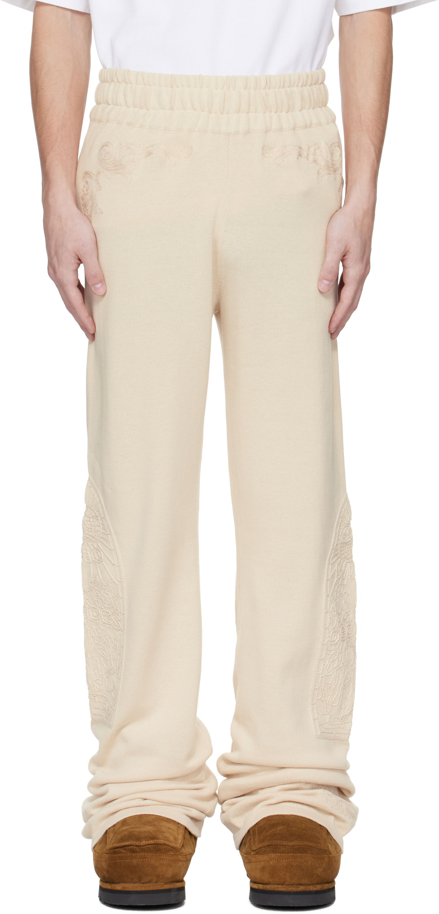 Joggingbukser Who Decides War Who Decides War Low Stained Glass Embroidered Sweatpants Beige | 1120820022SS25, 0