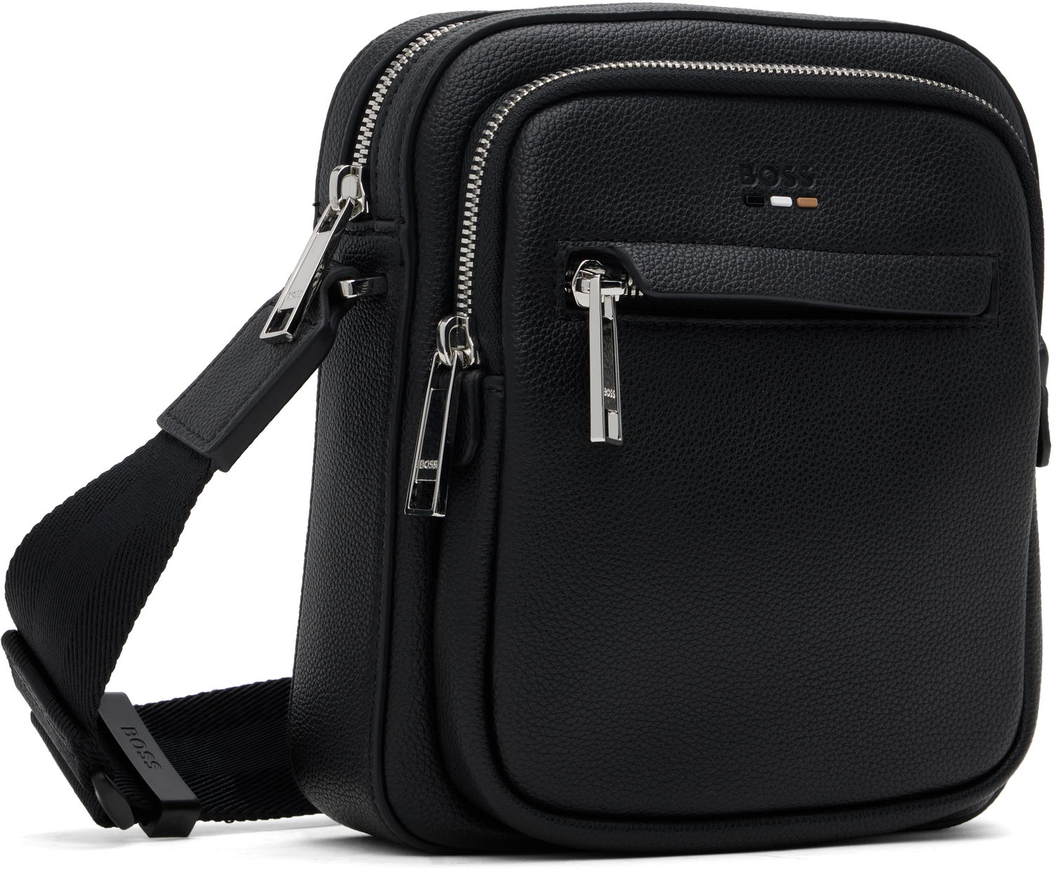 Skuldertaske BOSS Textured Faux-Leather Mini Crossbody Bag Sort | 50536196, 1