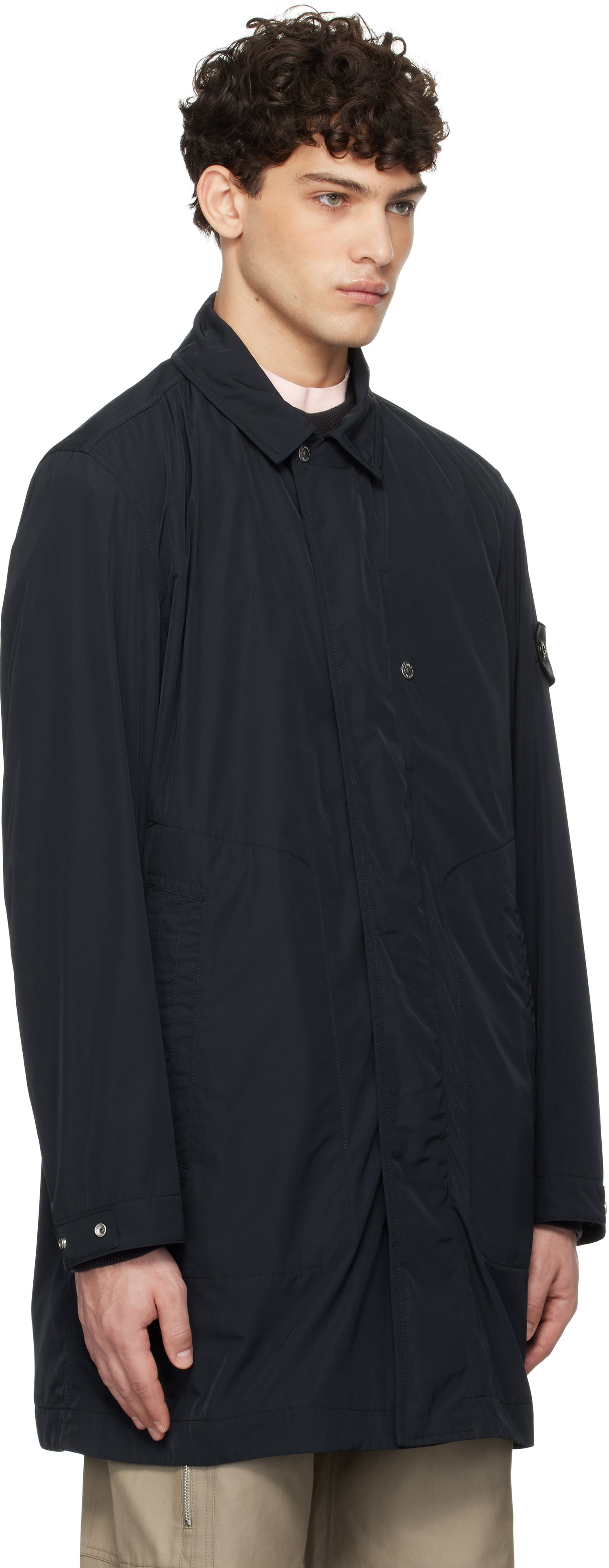 Regnfrakke Stone Island Stone Island Micro Twill Coat Mørkeblå | K1S15 7100009 S0026, 1