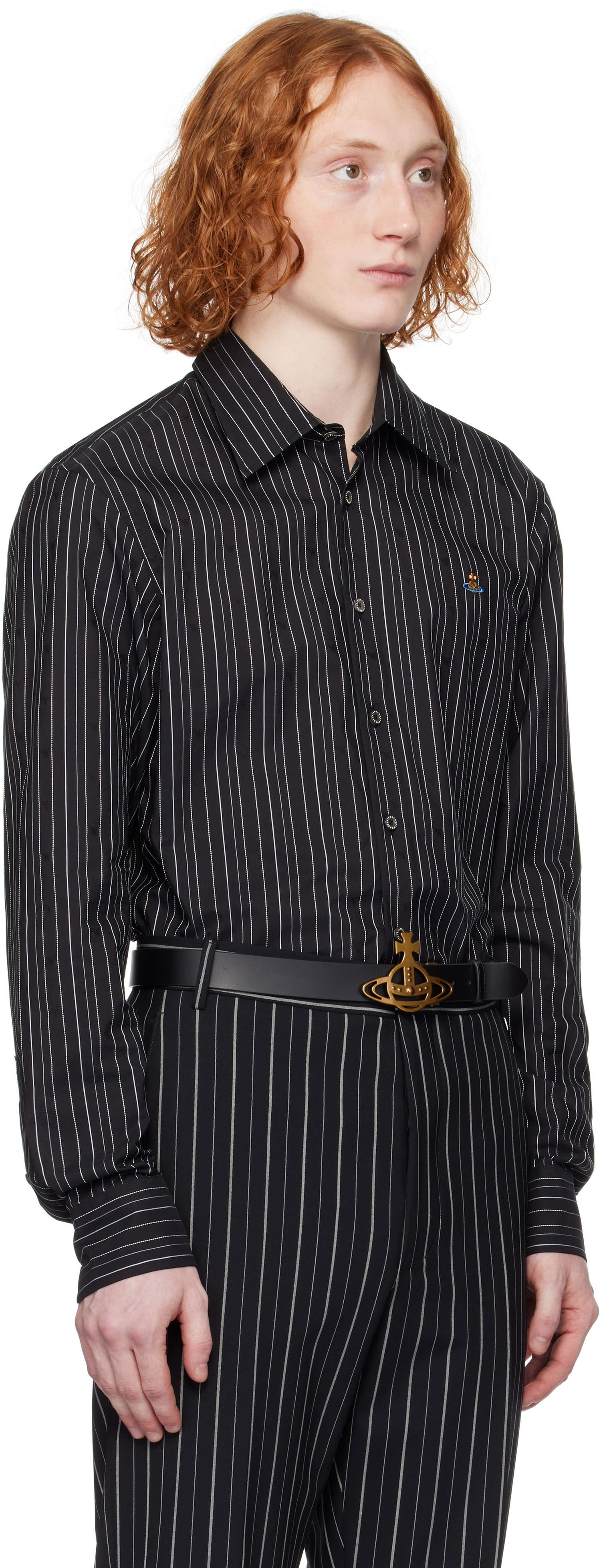 Skjorte Vivienne Westwood Vivienne Westwood Pinstripe Button-Down Shirt Sort | 2401000J-W0126-, 1