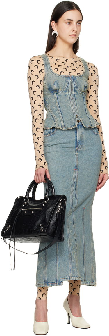 Nederdel Marine Serre Marine Serre Moon Laser Denim Maxi Skirt Blå | WSK074A CDEN0003, 3