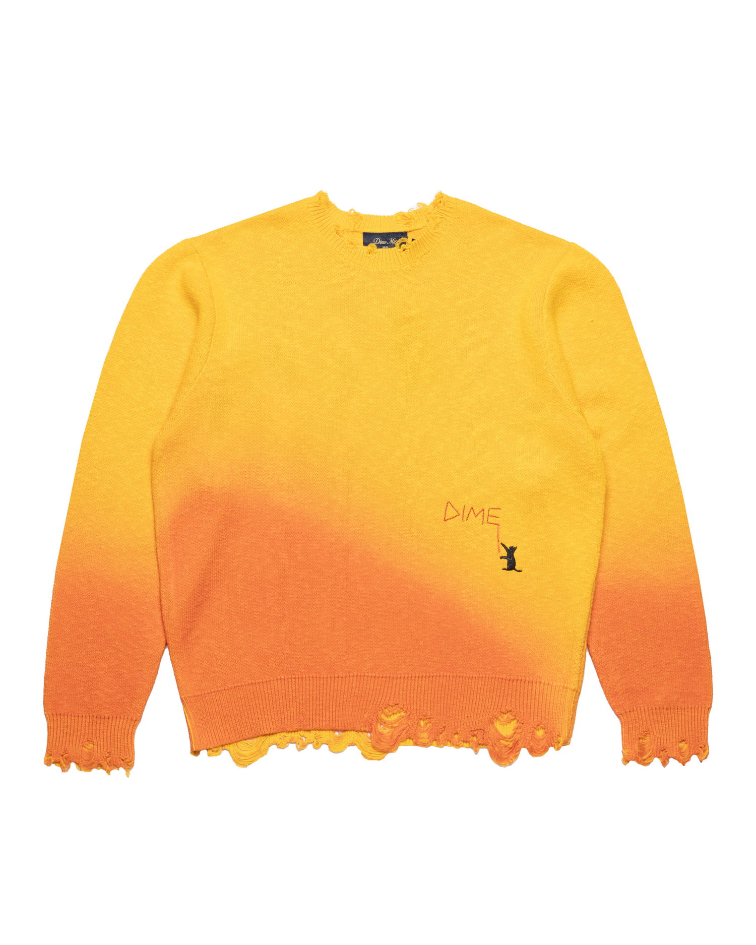 Sweater Dime Dime Gradient Knit Sweater with Cat Embroidery Orange | DIMESP2510SUN, 0