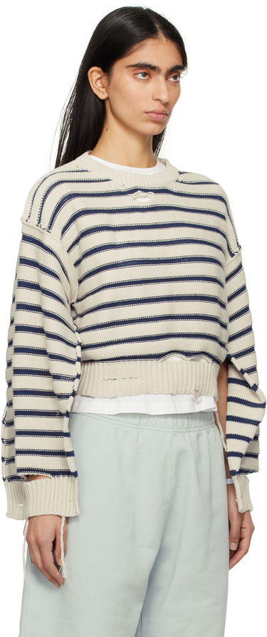 Sweater Maison Margiela MM6 Maison Margiela Striped Distressed Crewneck Sweater Flerfarvet | S52HL0042 M13080, 4