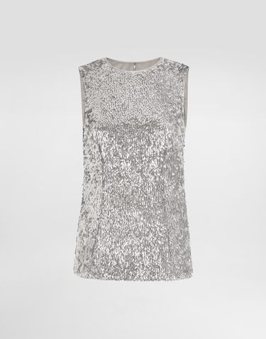 Tanktop Dolce & Gabbana Sleeveless Sequin Top Metalisk | F7AL1TFLSMCS0998, 0