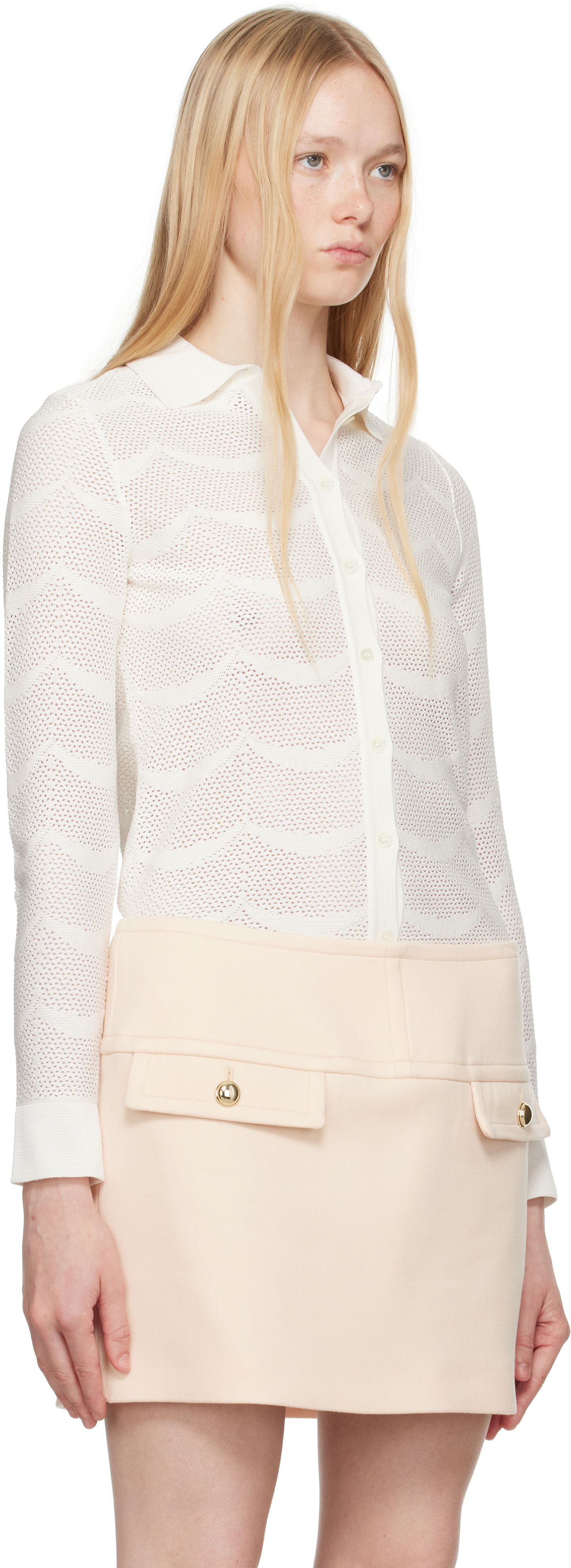 Sweater Tom Ford TOM FORD Knitted Polo Shirt Hvid | CAK373-YAX844, 1