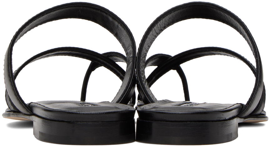 Tilbehør Manolo Blahnik Manolo Blahnik Susa Leather Toe-Ring Sandals Sort | 418-0317, 1