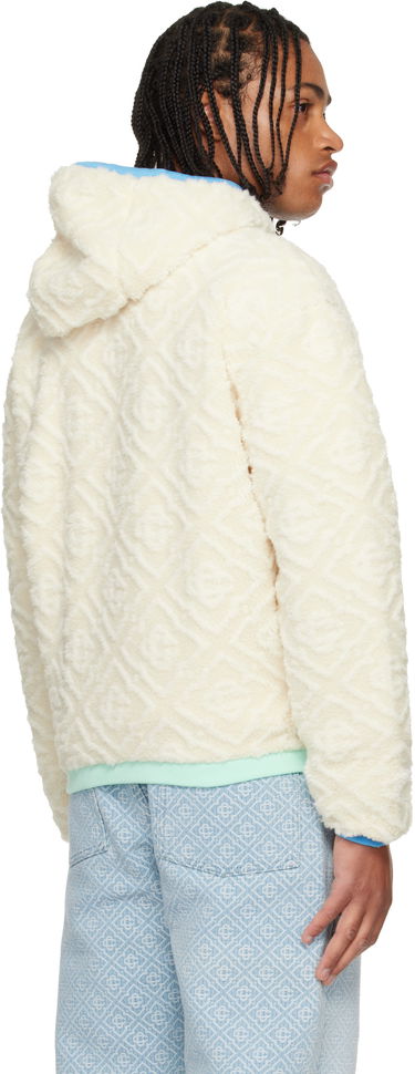 Jakke Casablanca Monogram Fleece Hooded Jacket Hvid | MPF25-JTP-373-01, 4