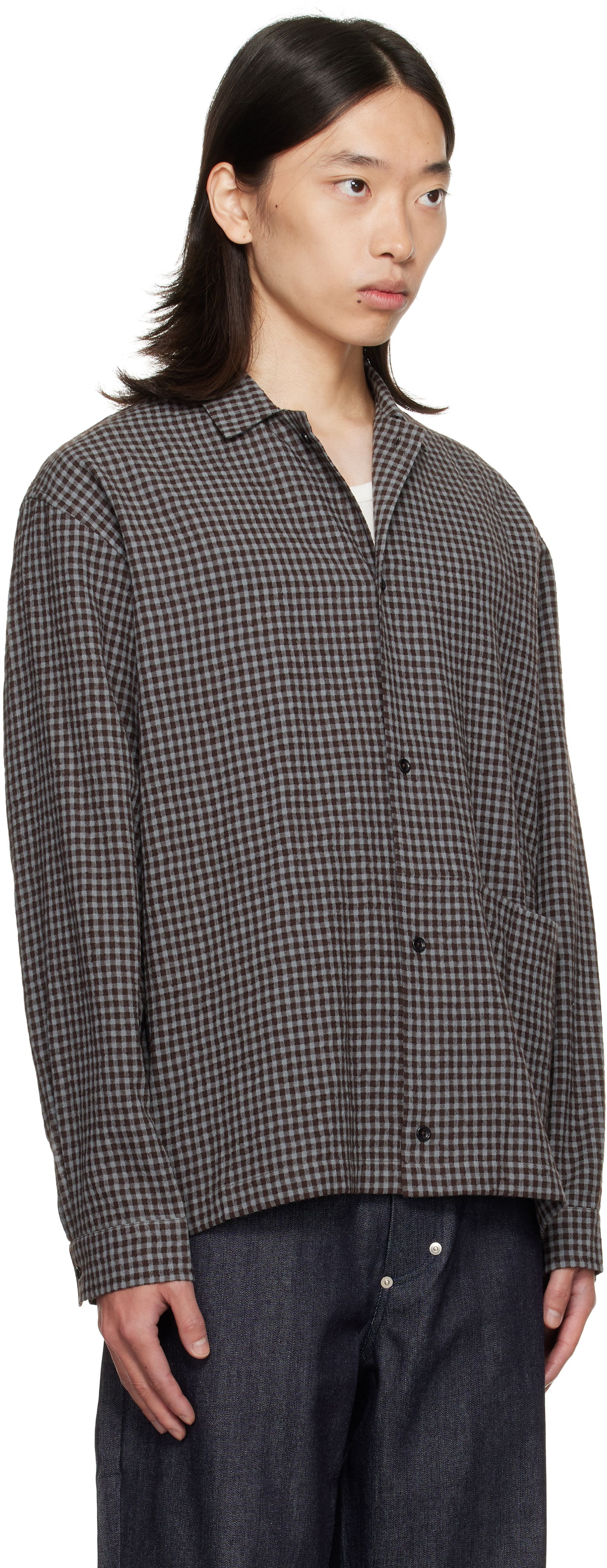 Skjorte sage NATION SAGE NATION Siesta Check Button-Down Shirt Brun | S139 SIESTA SHIRT WOOL COTTON, 1