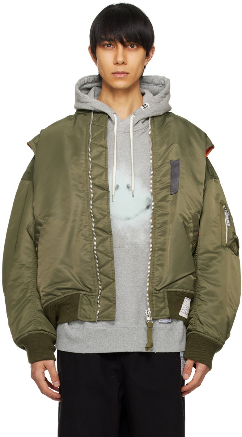 Bomberjakke Maison MIHARA YASUHIRO Khaki Double Armhole Bomber Jacket Grøn | A12BL051, 0