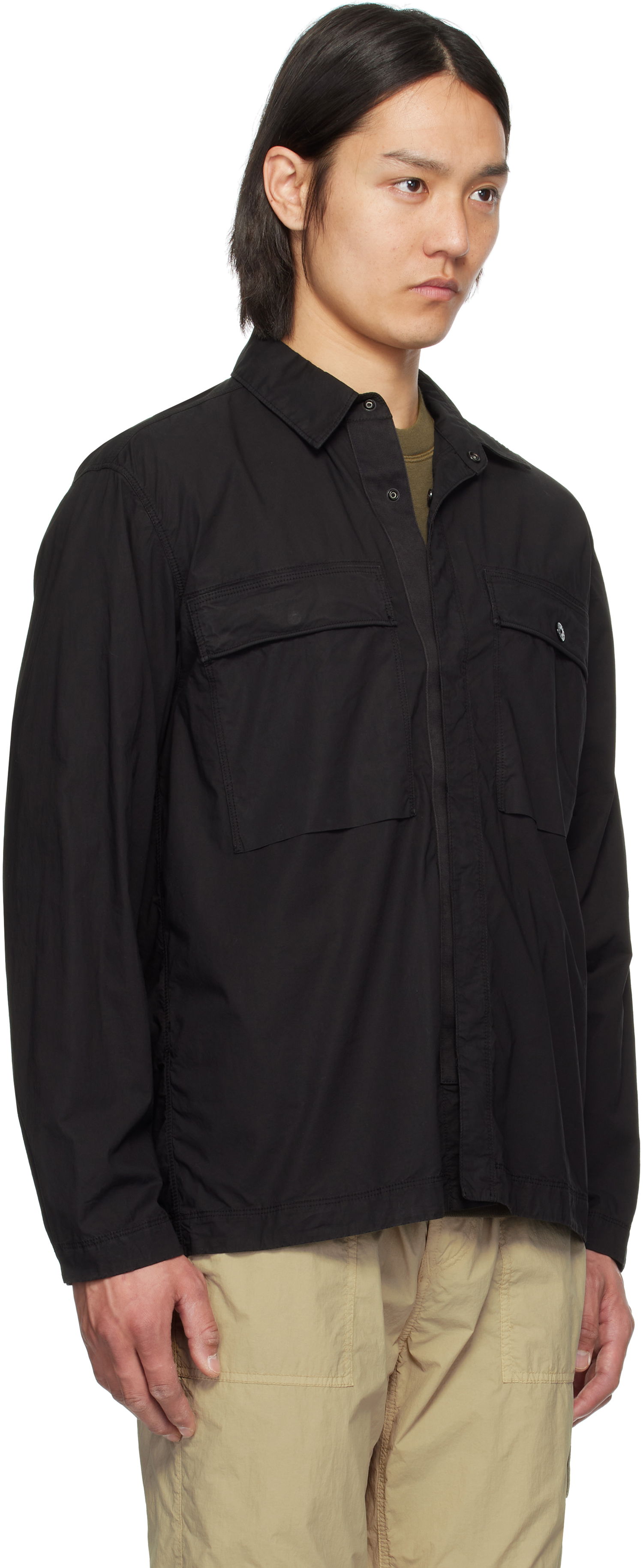 Skjorte Stone Island Stone Island Stretch Cotton Shirt Sort | K1S15 1200015 S0003, 1