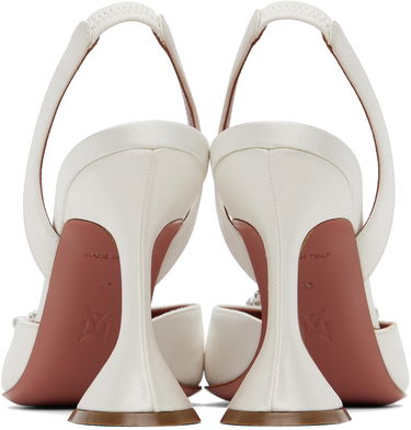 Sneakers og sko Amina Muaddi Sling Back Heels With Crystal Buckle Hvid | BEGUM SLING CL SATIN, 1