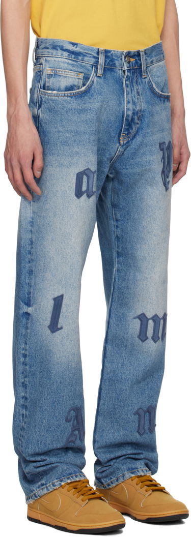 Jeans Palm Angels Palm Angels Logo Patch Straight Leg Jeans Blå | PMYA041S25DEN0064040, 1