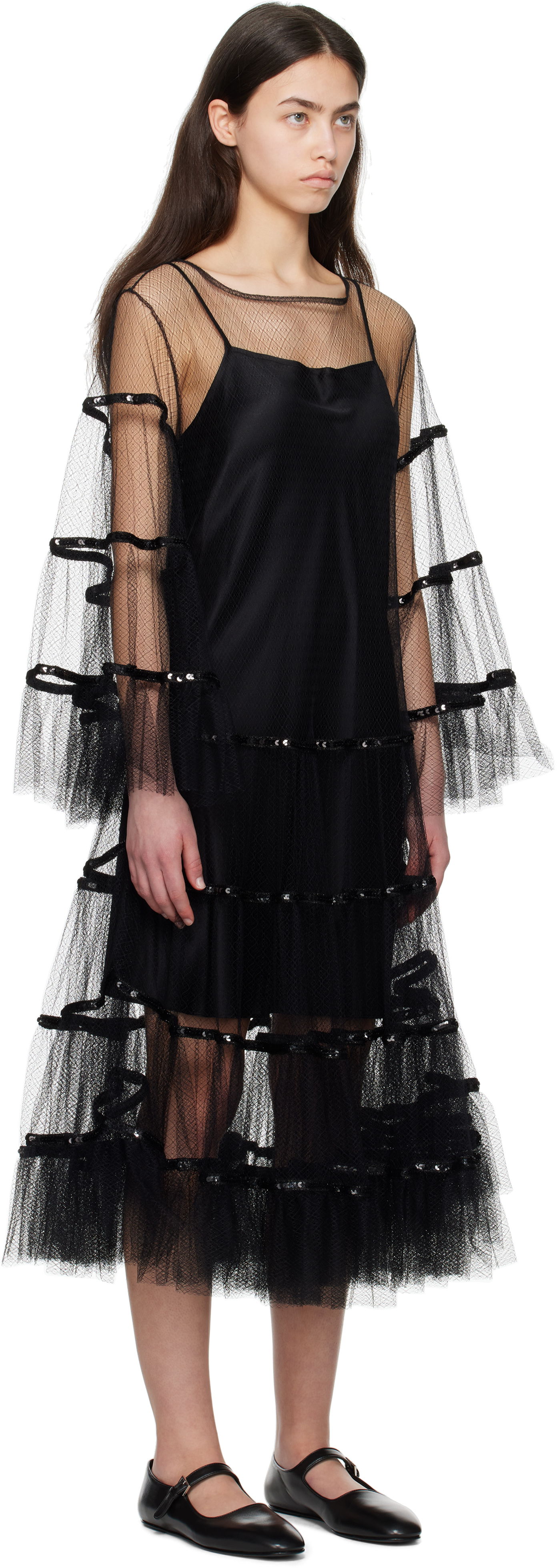 Kjole Bode Bode Swan Midi Dress Sort | WRS25DR030, 1