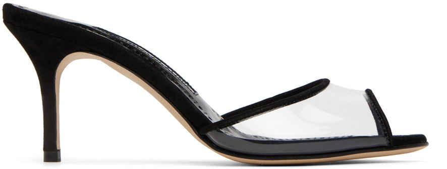Tilbehør Manolo Blahnik Manolo Blahnik Jadifa PVC Heeled Mules Sort | 422-1418, 0