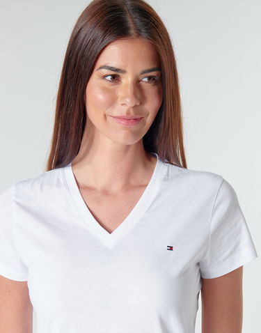 T-shirt Tommy Hilfiger HERITAGE V-NECK TEE Hvid | WW0WW24969-100-NOS, 4
