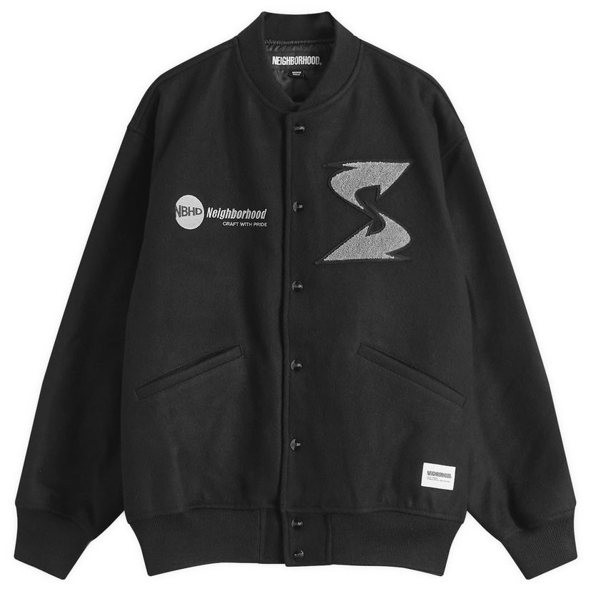 Bomberjakke Neighborhood Black Stadium Jacket Sort | 242SZ49N-JKM01-BLK