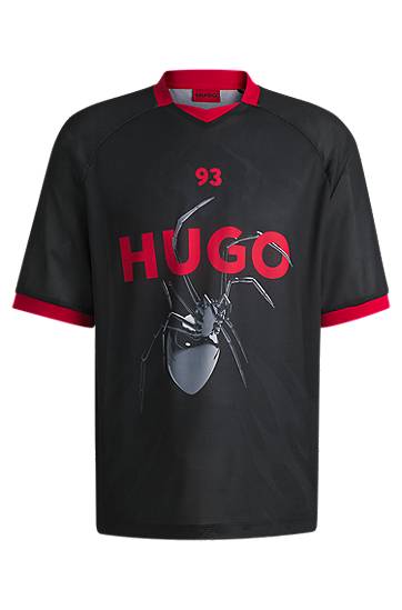 T-shirt BOSS HUGO Relaxed-Fit Football T-Shirt with Spider Print Sort | 50531299, 0