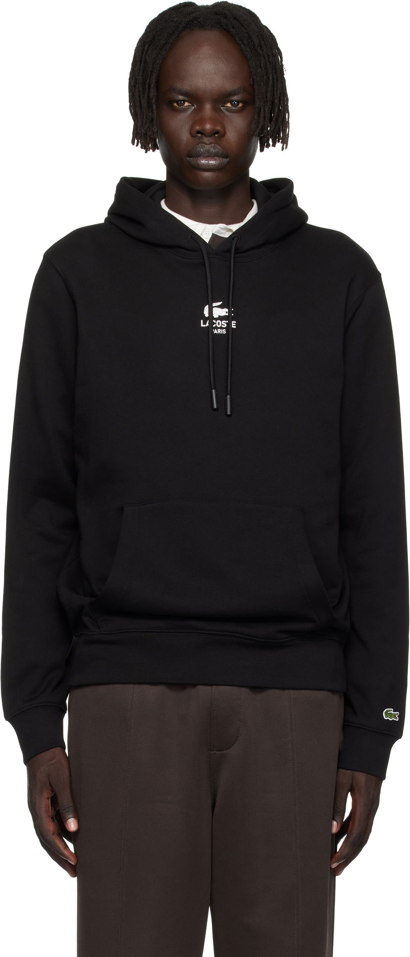 Sweatshirt Lacoste Print Hoodie Sort | SH2740_031
