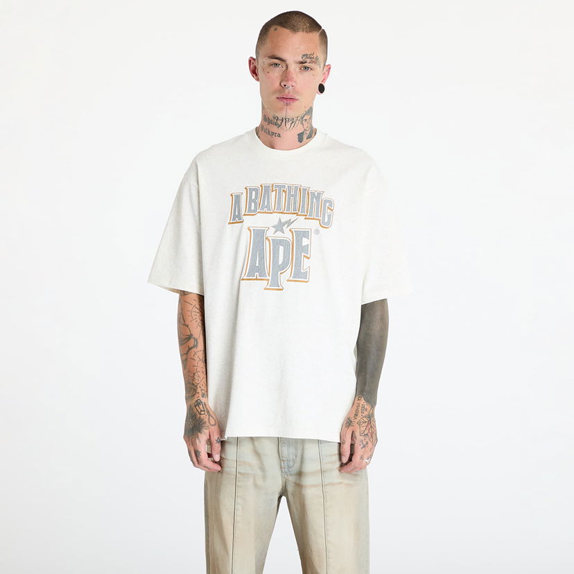 T-shirt BAPE A BATHING APE Crack Print Pattern Logo Relaxed Fit Tee White Hvid | 001CSK801306M WHT