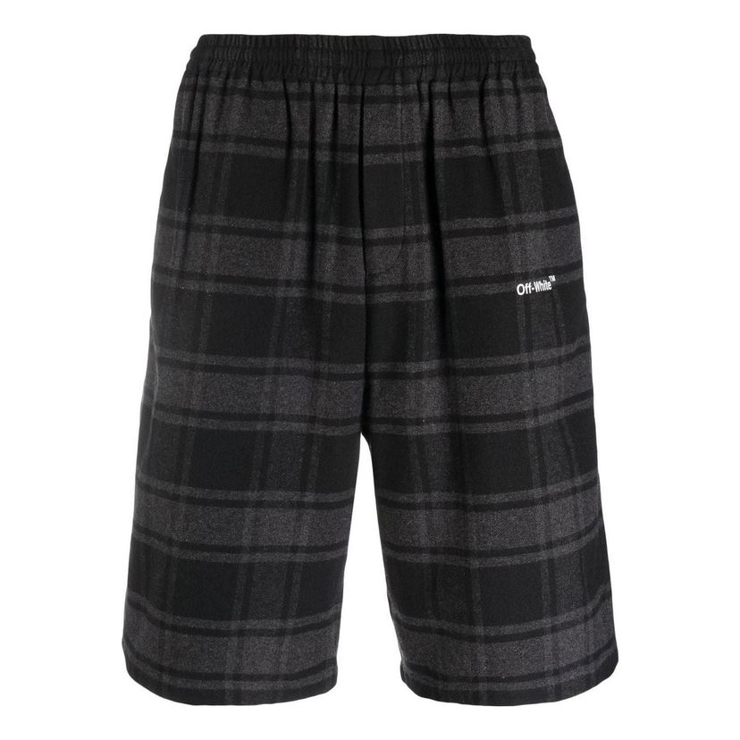 Shorts Off-White Designer Check-Print Shorts Sort | OMCB058C99FAB0010501