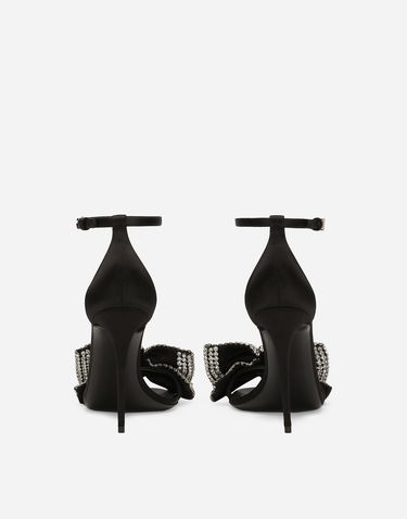 Sneakers og sko Dolce & Gabbana Satin Sandals With Rhinestone Embellishment Sort | CR1793A9S438S488, 2