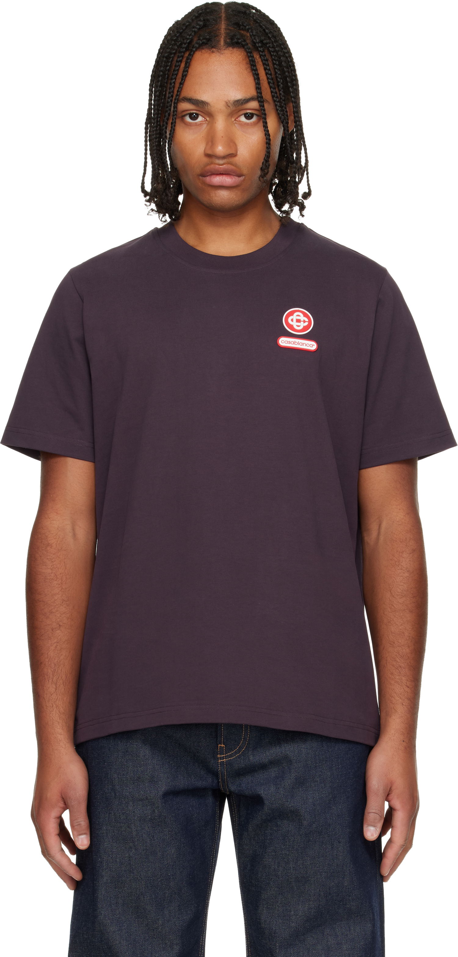T-shirt Casablanca Logo Patch Short Sleeve T-Shirt Lilla | M-AW25-JTS-001-06, 0