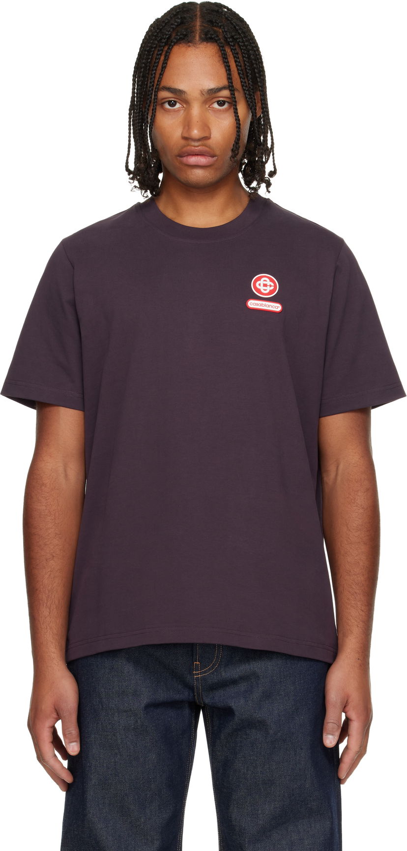 T-shirt Casablanca Logo Patch Short Sleeve T-Shirt Lilla | M-AW25-JTS-001-06