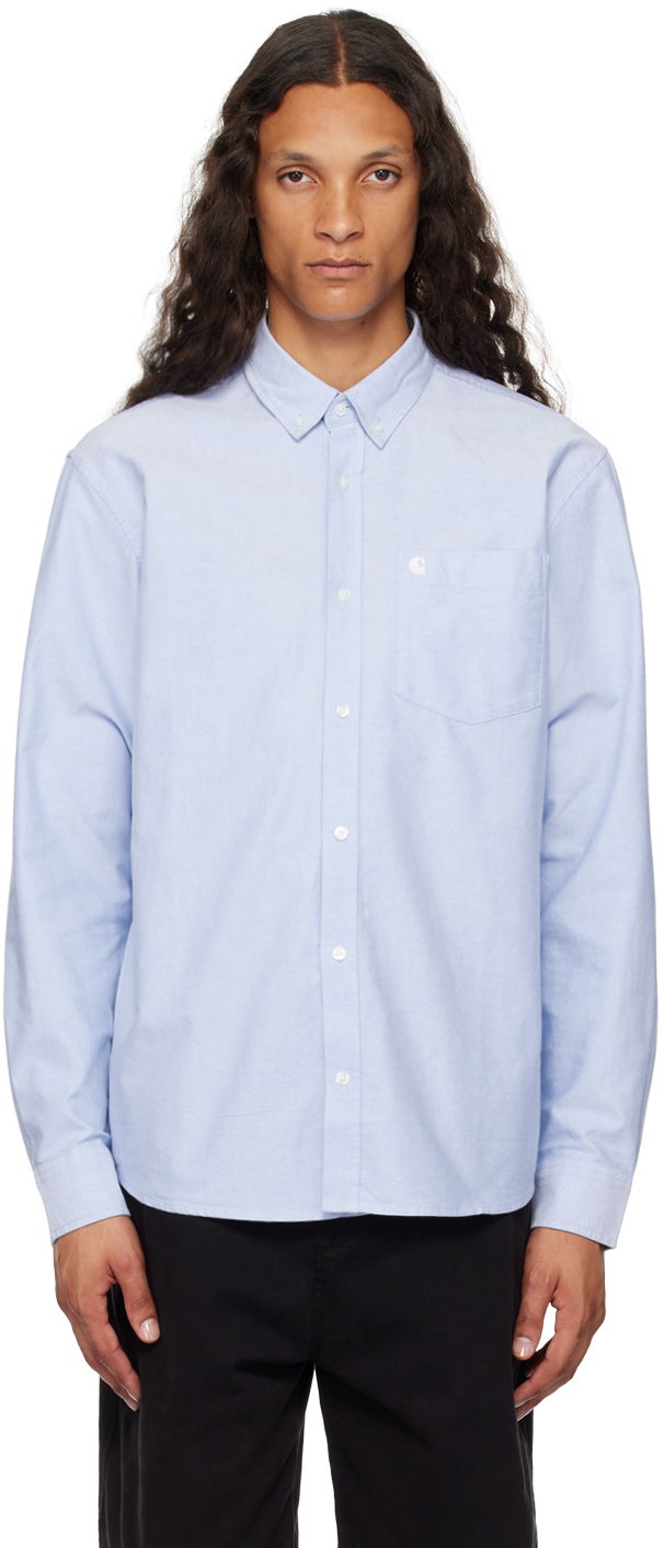 Skjorte Carhartt WIP Embroidered Logo Oxford Shirt Blå | I030799, 0