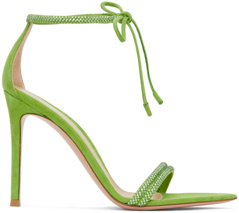 Sneakers og sko Gianvito Rossi Montecarlo Suede Heeled Sandals Grøn | G61408-15RIC-CAM