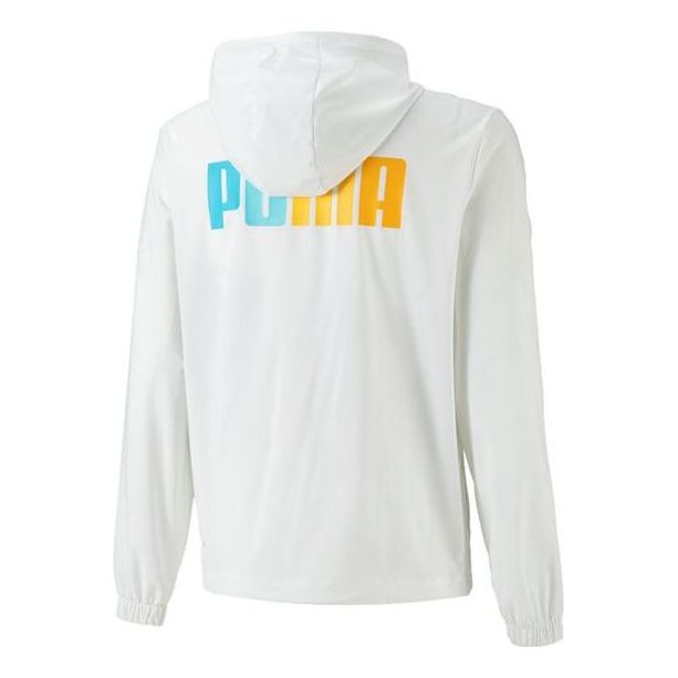 Vindjakke Puma Gradient Logo Print Hooded Jacket Hvid | 678013-02