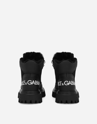 Tilbehør Dolce & Gabbana Dolce & Gabbana Nubuck and Calfskin Ankle Boots with Logo Sort | DA5177AL69680999, 2