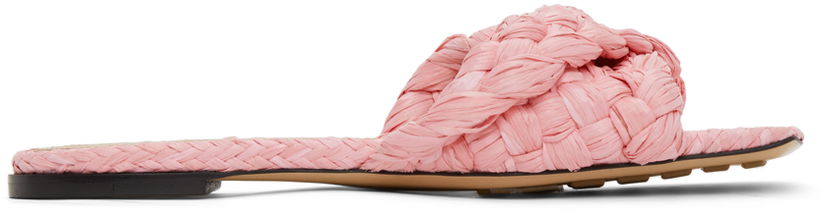 Sneakers og sko Bottega Veneta Bottega Veneta Raffia Stretch Flat Sandals Lyserød | 652860 V0GM0