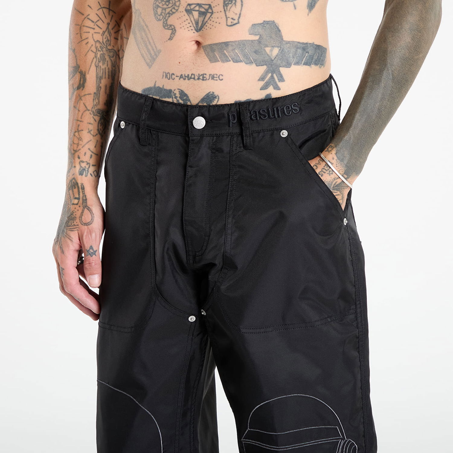 Bukser Pleasures PLEASURES Daft Club Helmets Nylon Work Pants Sort | P25DP009-BLACK, 1