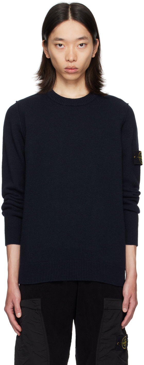 Sweater Stone Island Navy Patch Sweater Sort | 8115508A3