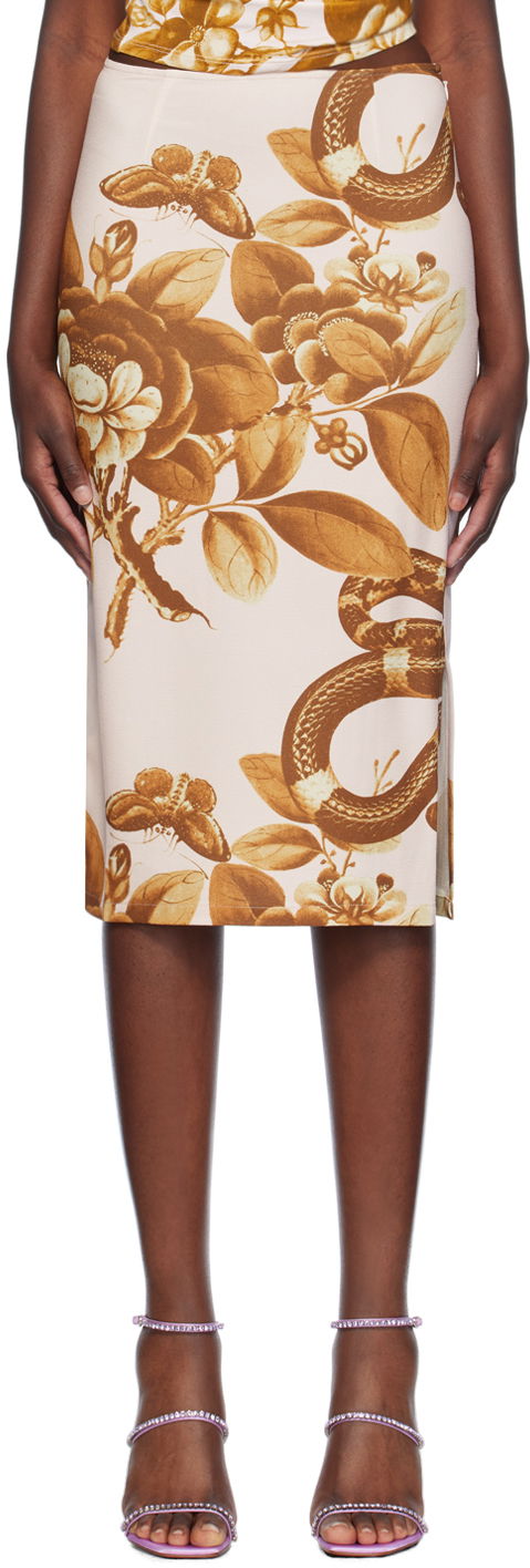 Nederdel Miaou Miaou Moni Floral Print Midi Skirt Beige | 4005SCREDN