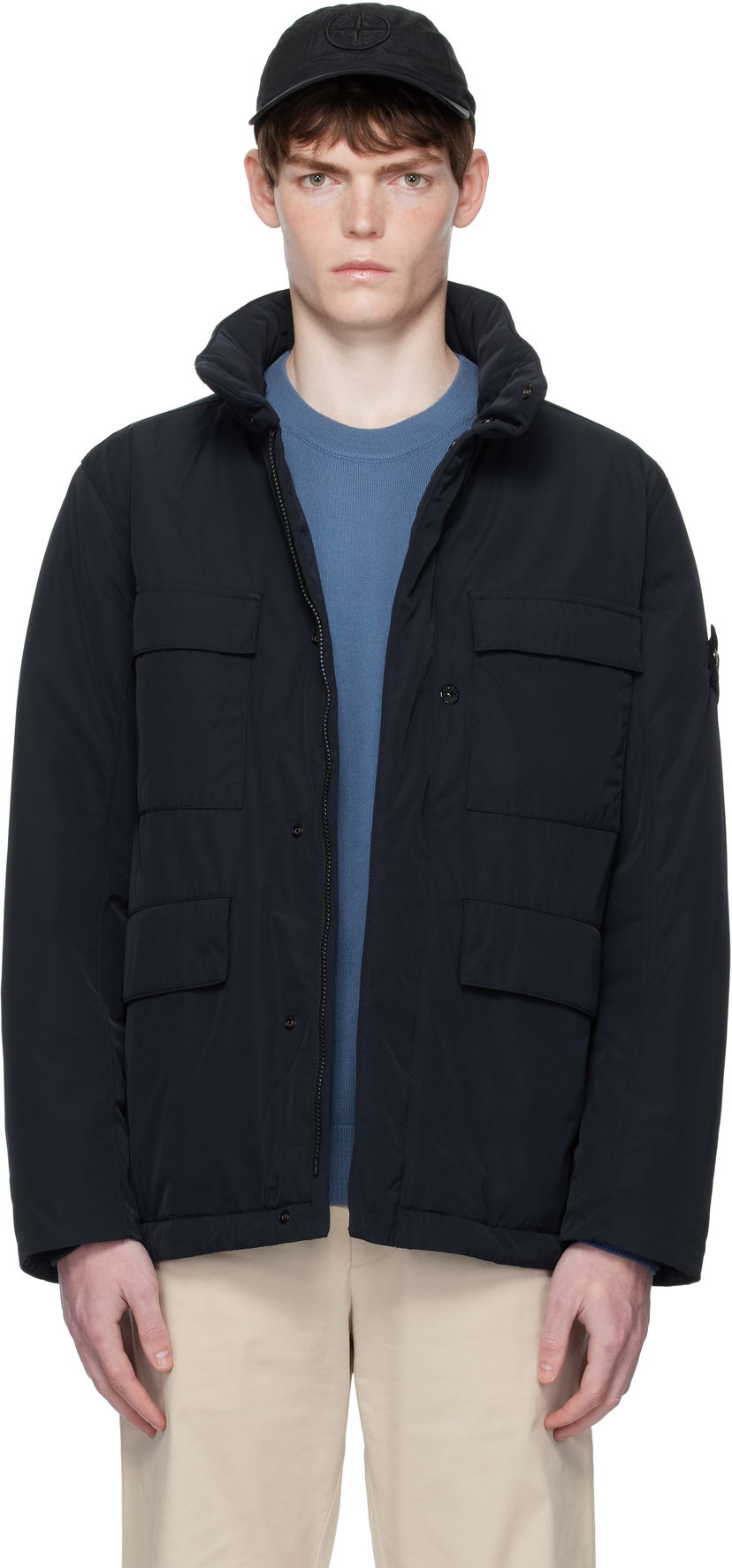 Jakke Stone Island Micro Twill Jacket Mørkeblå | K2S15 4100049 S0026