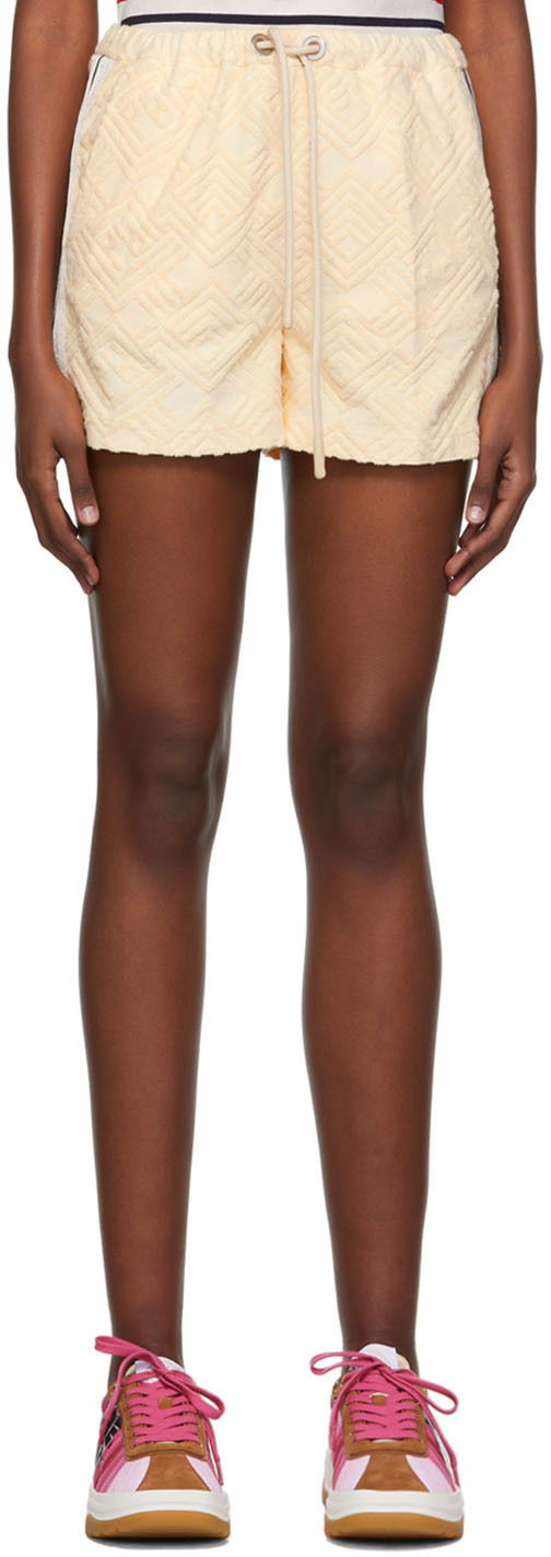 Shorts Palm Angels Chevron Cotton Shorts Beige | PWCB025S22FAB0010303