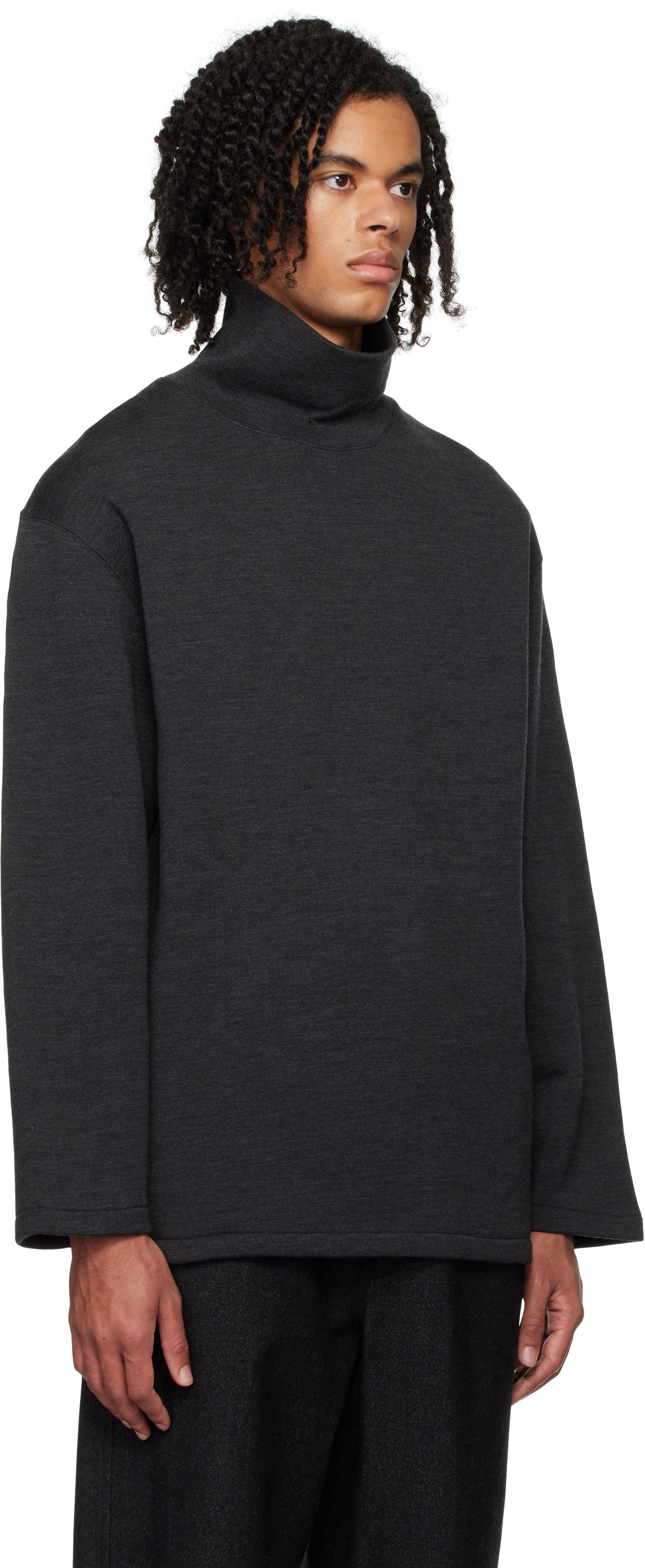 Sweater LEMAIRE Lemaire Mock Neck Sweatshirt Sort | TO1287 LJ1020, 1